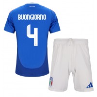 Italy Alessandro Buongiorno #4 Replica Home Minikit Euro 2024 Short Sleeve (+ pants)